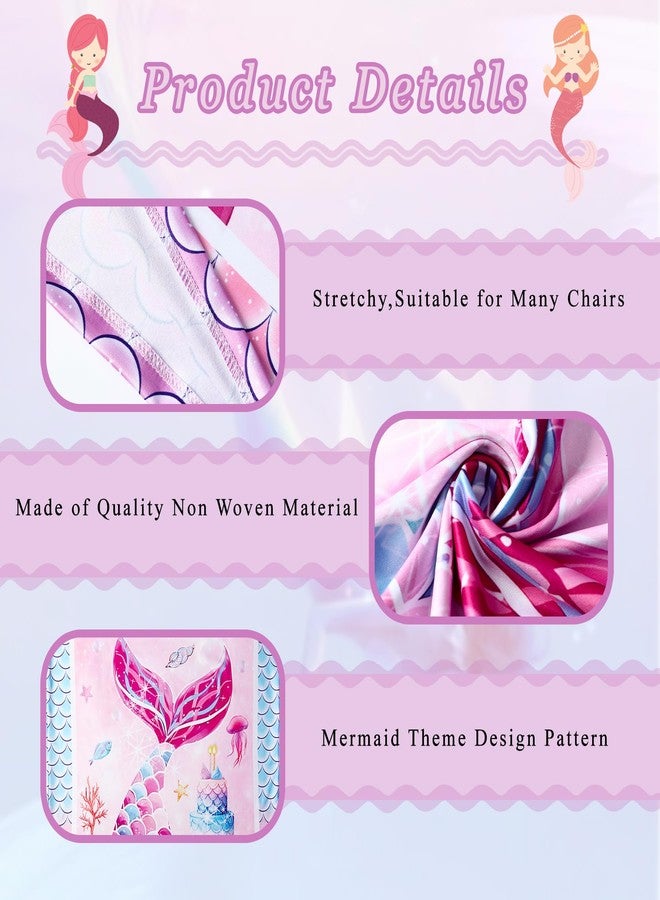 Newleafly Dining Chair Covers, Mermaid Birthday Dining Room Chair Covers Set of 2, Stretch Kitchen Chair Cover, Washable Chair Slipcovers for Birthday, Baby Shower, Home or Party - Image 4